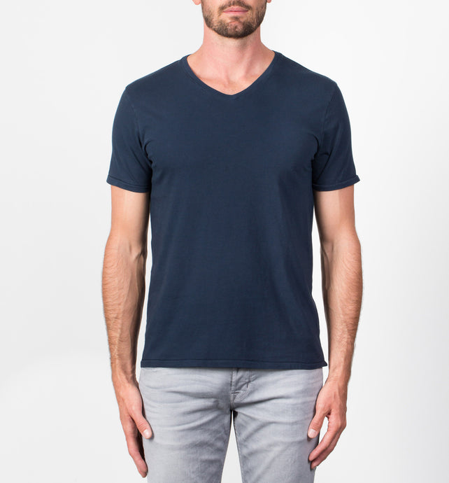 Supima V Neck Tee | Navy